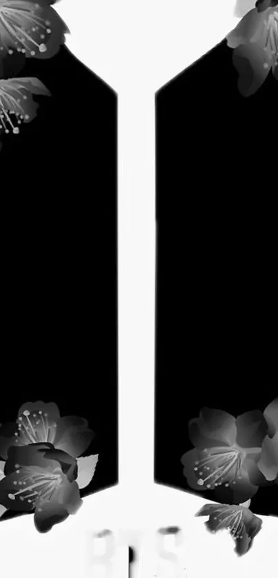 Monochrome wallpaper with elegant floral accents.