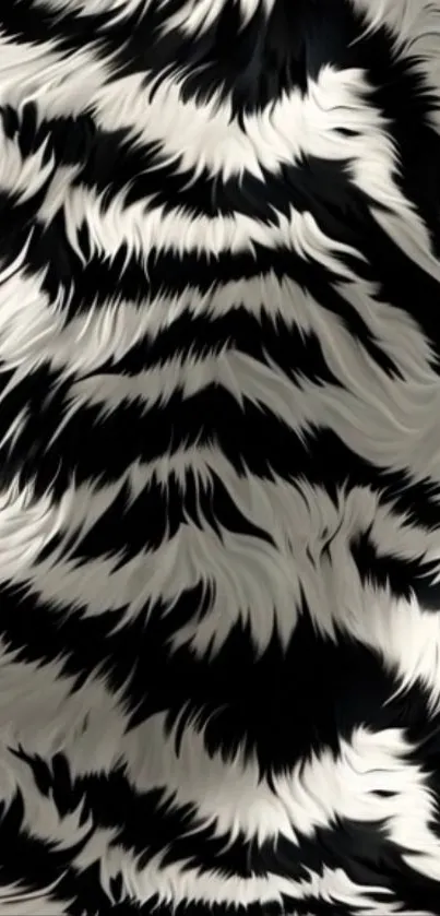Black and white fur texture wallpaper for mobile.