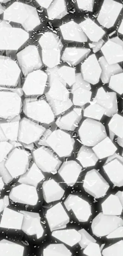 Monochrome geometric stones wallpaper with abstract pattern.