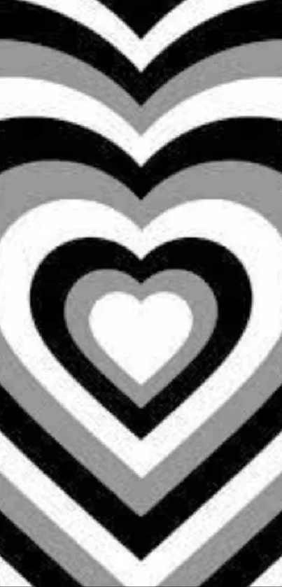 Stylish black and white heart pattern wallpaper for smartphones.