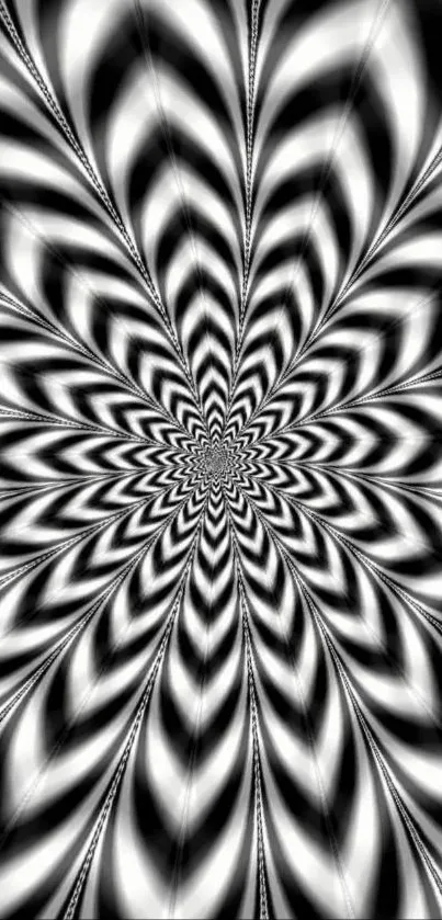 Black and white spiral optical illusion wallpaper.