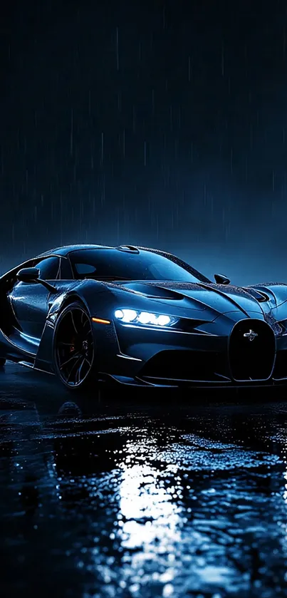 Monochrome Luxurious Car In The Rain Live Wallpaper