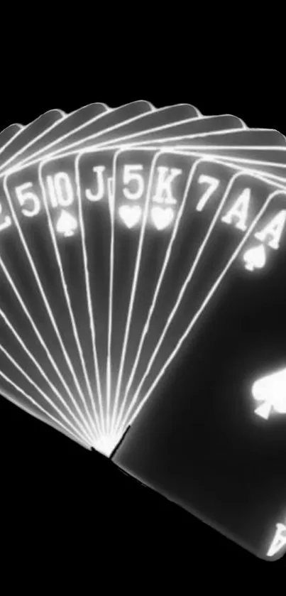 Monochrome playing card fan wallpaper.