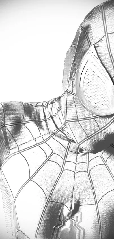 Monochrome spider-themed wallpaper with detailed webbing design.