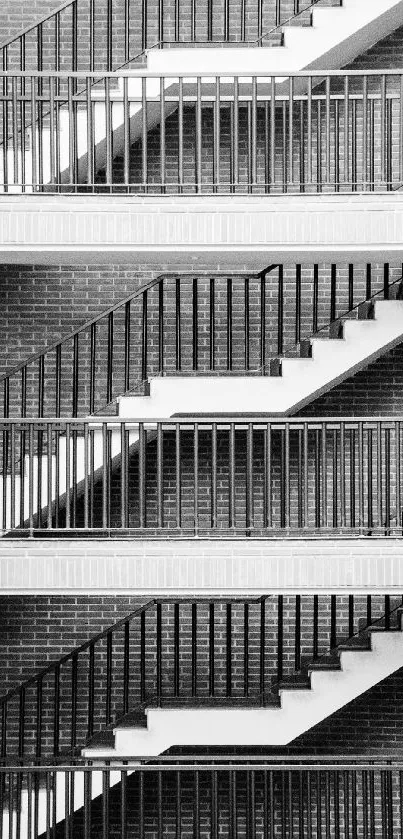 Black and white staircase with geometric design for phone wallpaper.