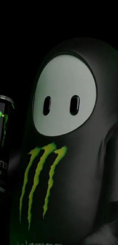 Monster Energy inspired character with neon accents on dark background wallpaper.