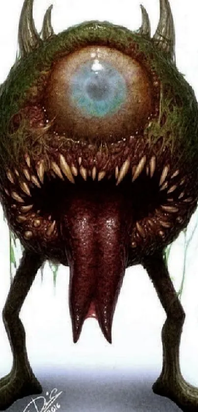 Unique cyclops monster with sharp claws and greenish skin design.