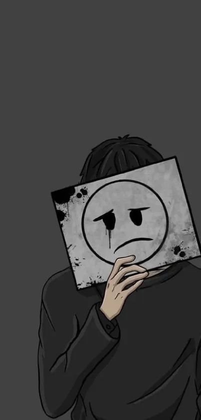 Anonymous face with moody dark background illustration.