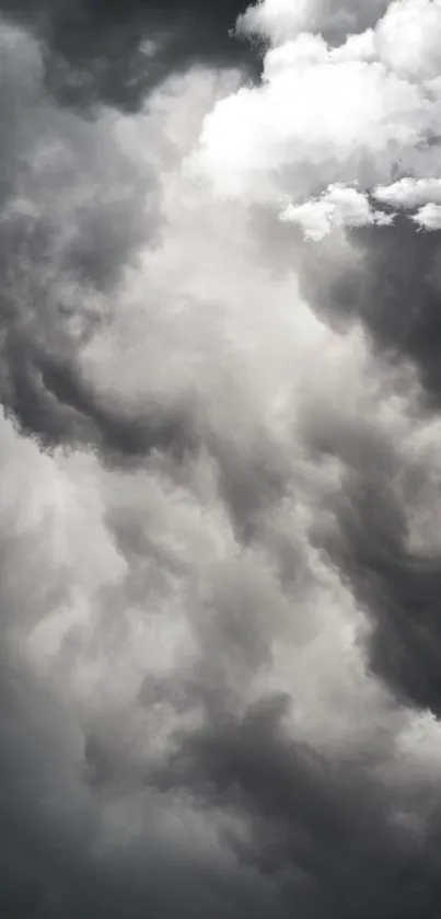 Dramatic moody clouds forming a dark sky view.