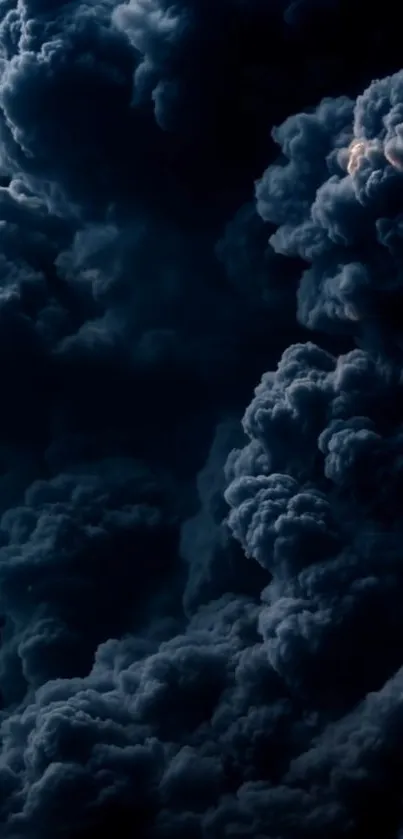 Moody dark sky with turbulent clouds.