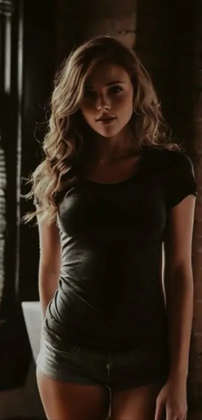 Portrait of a woman with soft lighting indoors.
