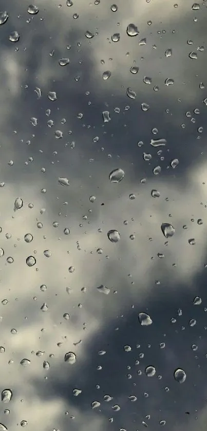 Moody sky with raindrops on glass wallpaper.