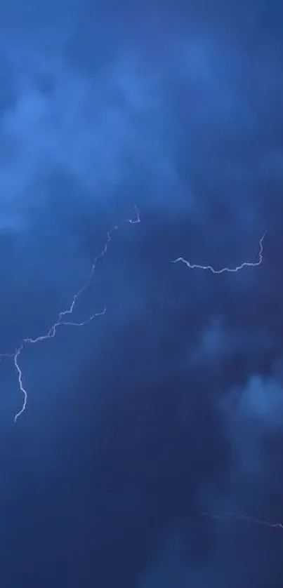 Electric blue sky with lightning bolts.