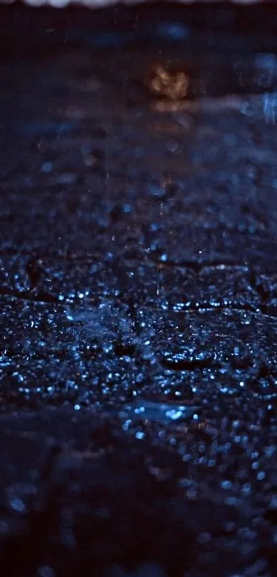 Wet asphalt with a moody blue night effect wallpaper.