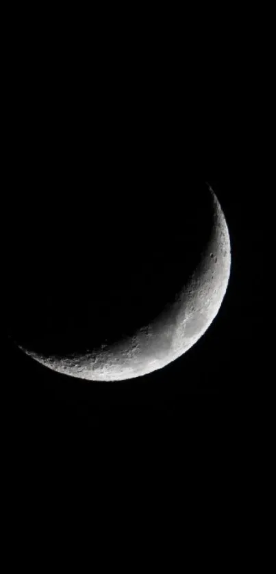 Crescent moon on a black sky night wallpaper.