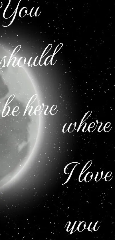 Moonlit night with love quote on mobile wallpaper.