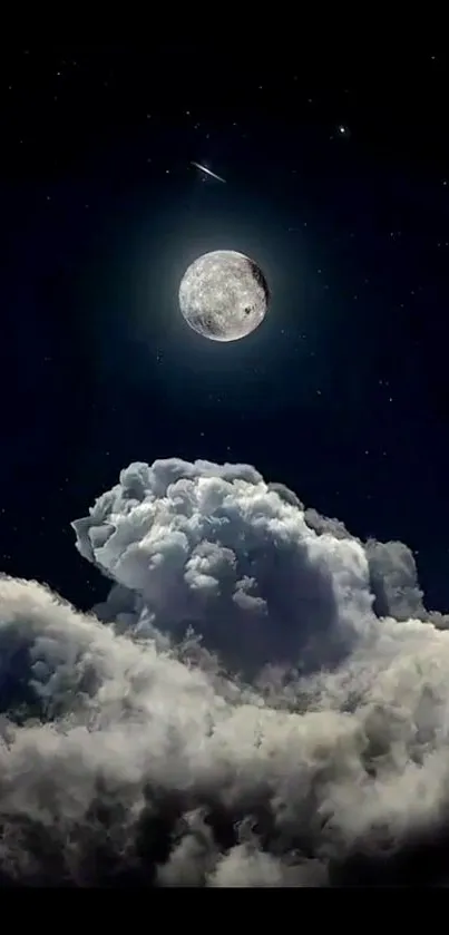 Moonlit night sky with clouds wallpaper.