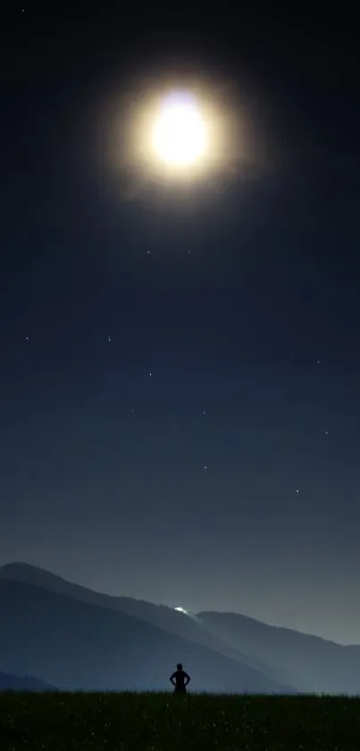 Serene night sky with moonlit silhouette and starry backdrop.