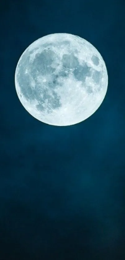 Full moon in a dark blue night sky wallpaper.