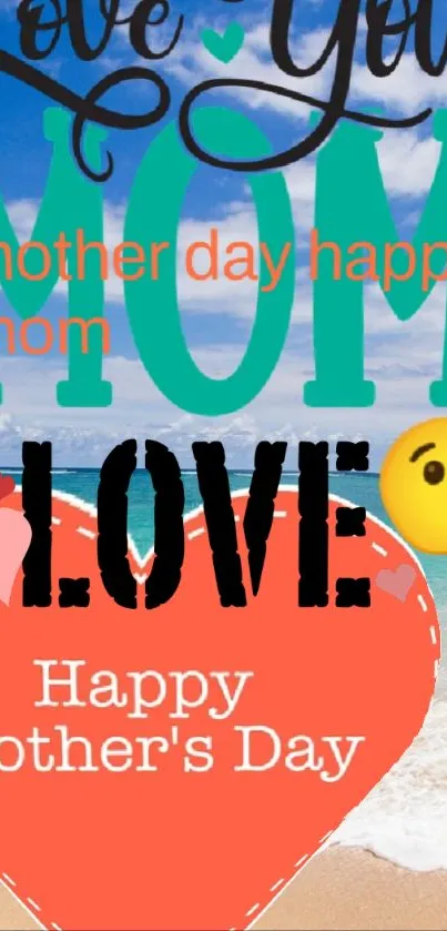 Colorful Mother's Day wallpaper with love and beach theme.