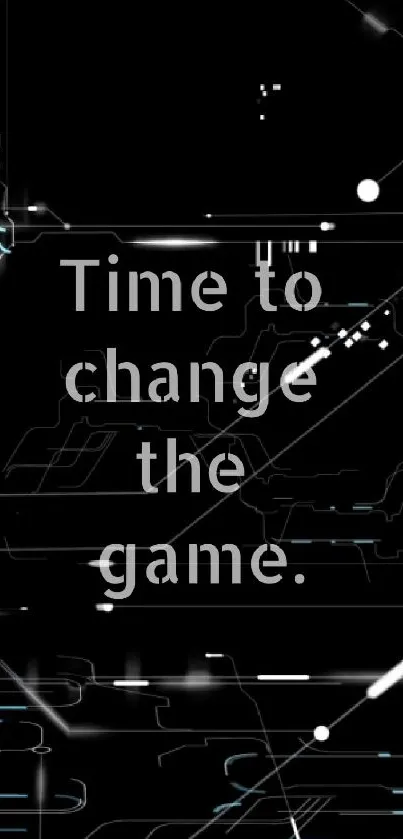 Motivational phone wallpaper with 'Time to change the game' text on a black background.