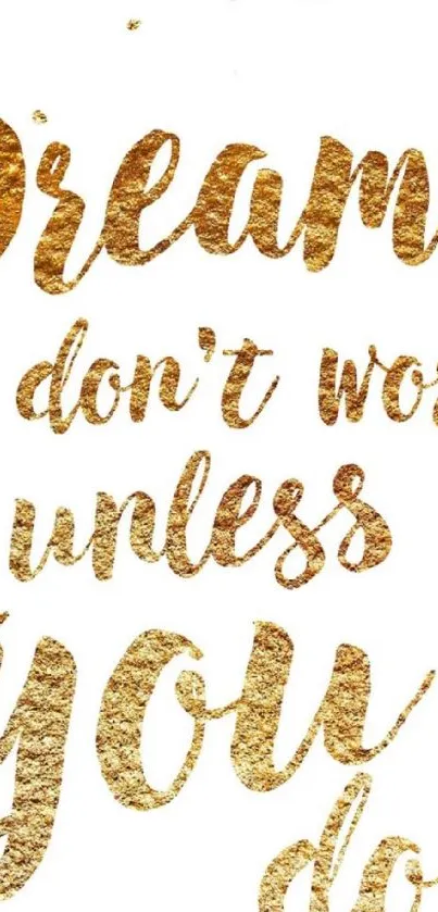 Golden motivational quote on white background wallpaper.