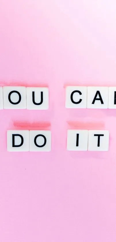 Motivational 'You Can Do It' message on a pastel pink background.