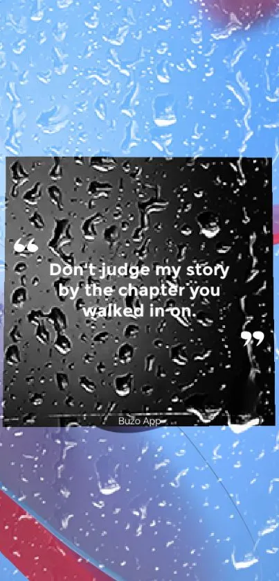 Motivational quote on raindrop-covered window wallpaper.