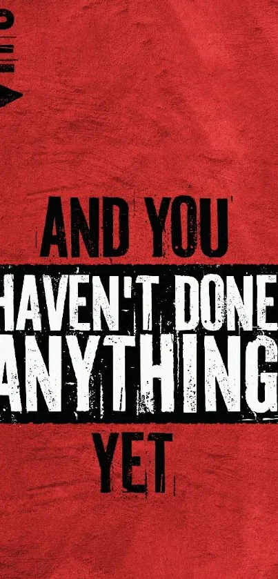 Red motivational phone wallpaper with bold text.