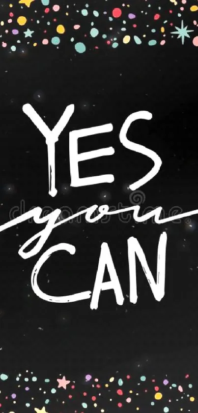 Motivational 'Yes You Can' with colorful stars.