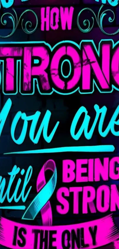 Inspirational neon quote in vibrant colors.