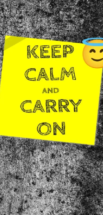 Yellow note with 'Keep Calm' on grunge background.