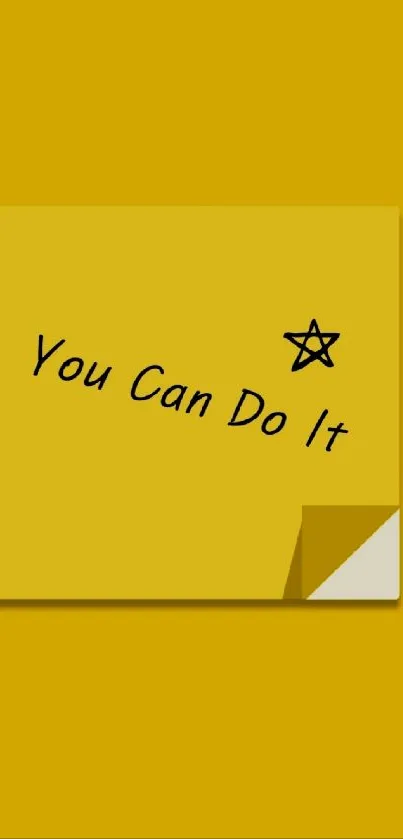 Motivational yellow wallpaper with 'You Can Do It' text and star illustration.