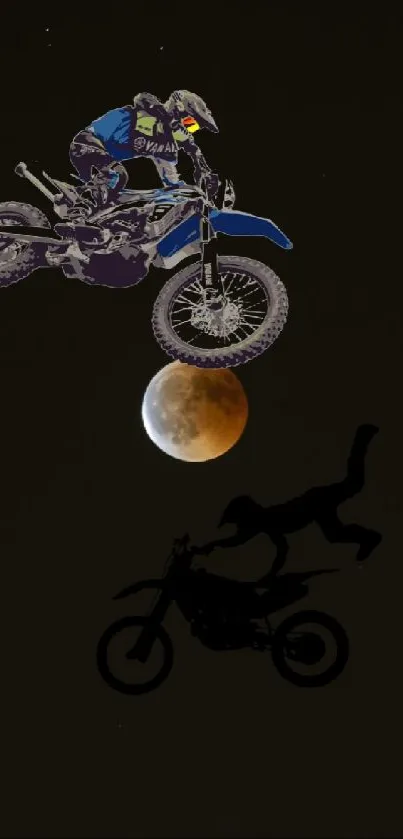 Motocross stunt with moon silhouette mobile wallpaper.