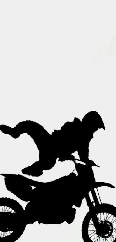 Motorbike stunt silhouette on white background