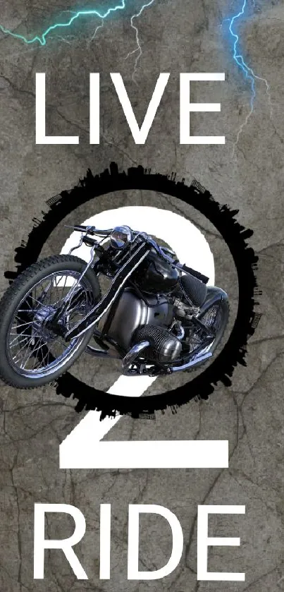 Live to Ride motorcycle wallpaper with bold text and textured background.