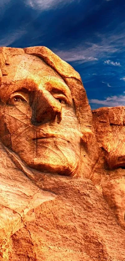 Mount Rushmore with dramatic sky background on mobile wallpaper.