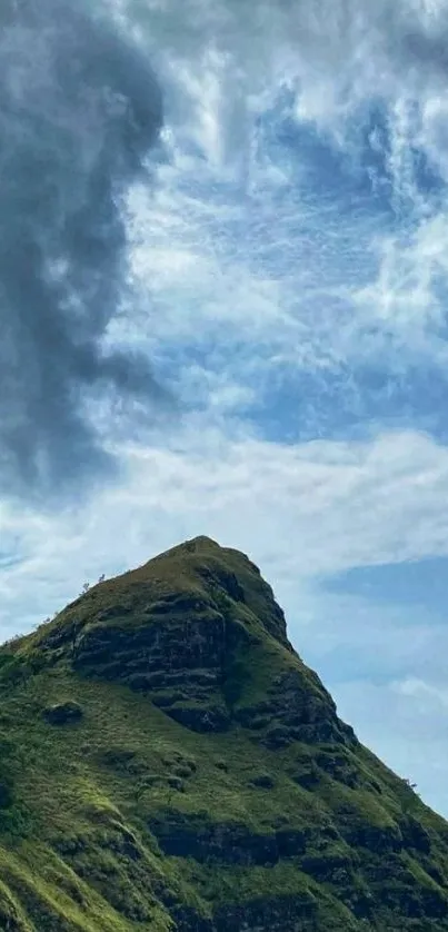 Mountain landscape with blue sky and clouds in mobile wallpaper.