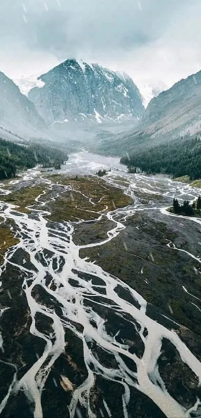 Mountain river wallpaper with scenic landscape.