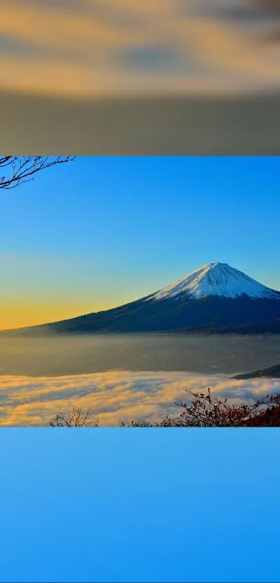 A serene sunrise over a snow-capped mountain, perfect for mobile backgrounds.