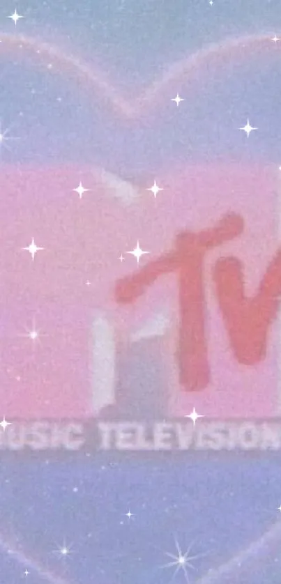 MTV logo inside a cosmic heart with stars in the background.