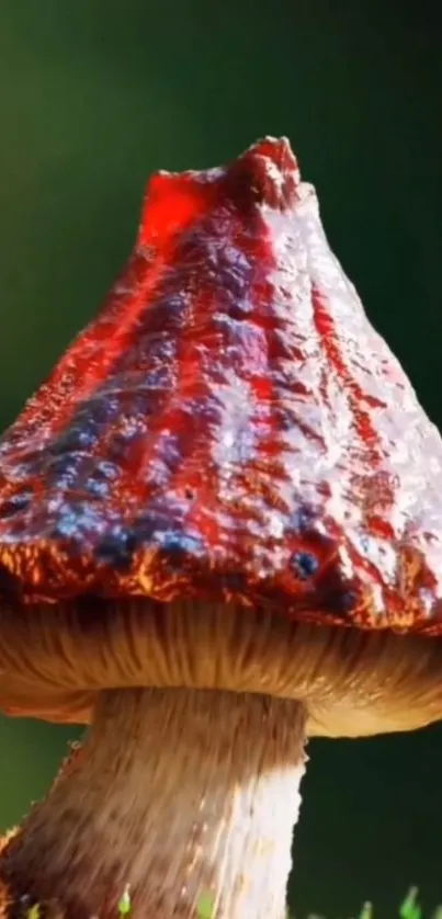 Vibrant mushroom wallpaper with red cap.