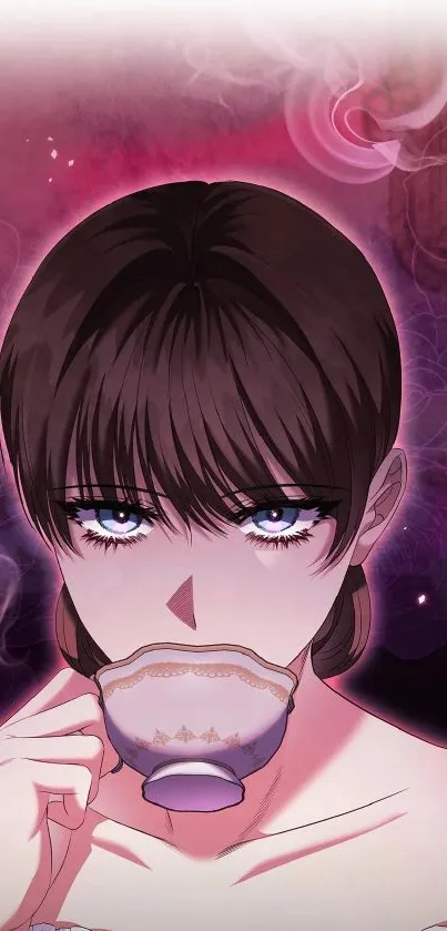 Anime character with mysterious eyes and dark purple background.