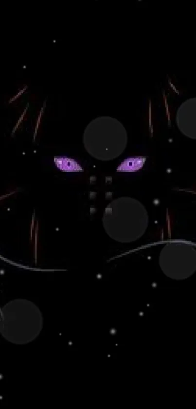 Mysterious anime character with glowing purple eyes in dark background.