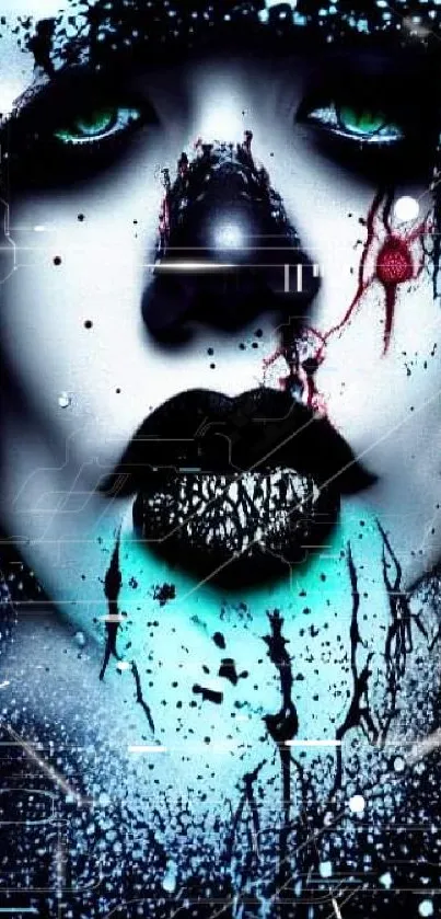 Mysterious face wallpaper with dark artistic design and vivid contrasts.