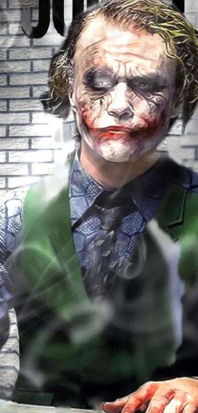 Clown with intricate makeup and smokey background design.