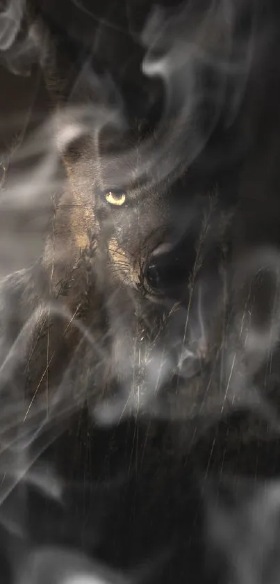 Mysterious coyote in dark, natural setting wallpaper.