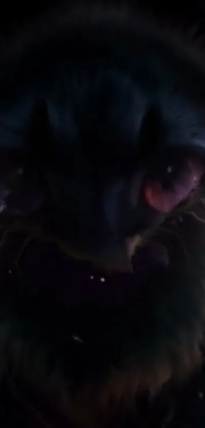 Dark mysterious creature design with glowing eyes.