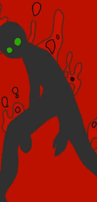 Dark silhouetted figure on red abstract background wallpaper.