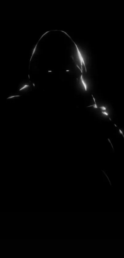 Mysterious dark silhouette with subtle lighting on a black background wallpaper.